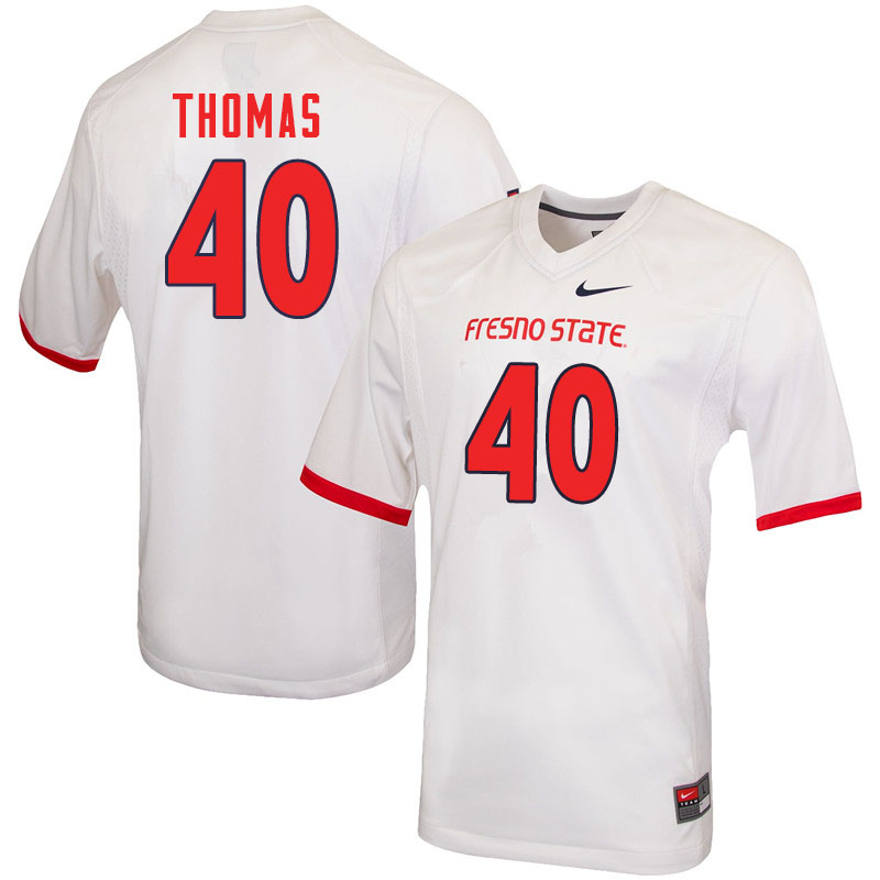 Men #40 Nikko Thomas Fresno State Bulldogs College Football Jerseys Sale-White
